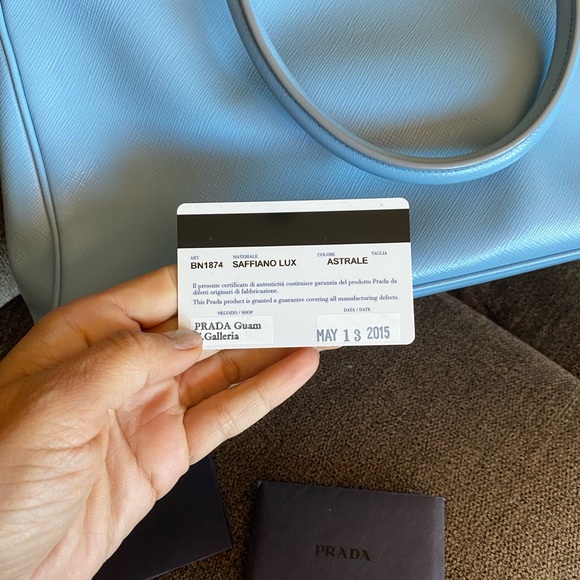 Authentic Prada double Lux tote purse blue with card - Picture 2 of 12